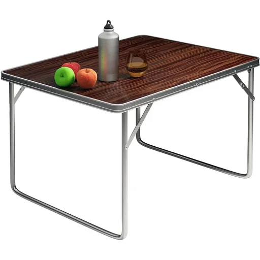 Klappbarer Campingtisch Holzoptik Aluminium