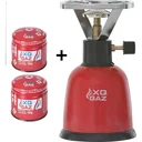 XQGaz 1-Brenner Camping-Gaskocher - BASIC - 190 GRAM - Inklusive zwei Gasnachfüllungen