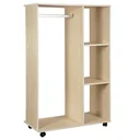 Kleiderschrank offener Dielenschrank, mit Kleiderstangen und Räder, für Schlafzimmer, E1 Spanplatte, Aluminium, 80x40x12