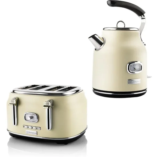 "Retro SET - Toaster 4 Scheiben + Wasserkocher 1.7L - Weiß image"
