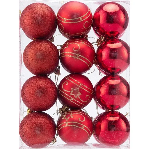 "Weihnachtskugeln - Christbaumbeleuchtung - Christbaumschmuck - 24er Set Rot image"