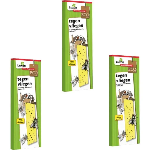 "Luxan Fliegenstreifen / Fliegenfalle / Klebestreifen mit Haken - ECO ungiftig - 3 STUKS image"