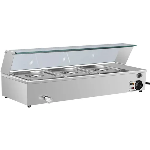 "Speisenwärmer Bain-Marie mit 3 Schalen GN 1/2 aus Edelstahl image"