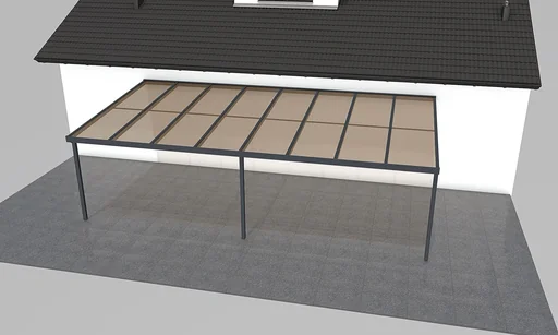"Terrassendach Premium, anthrazit, 8125 x 4060 mm - Polycarbonat Stegplatten 16 mm, bronze image"