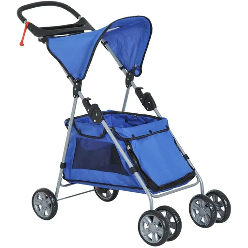 "Hundebuggy Hundewagen mit Sonnendach Stahl Blau image"