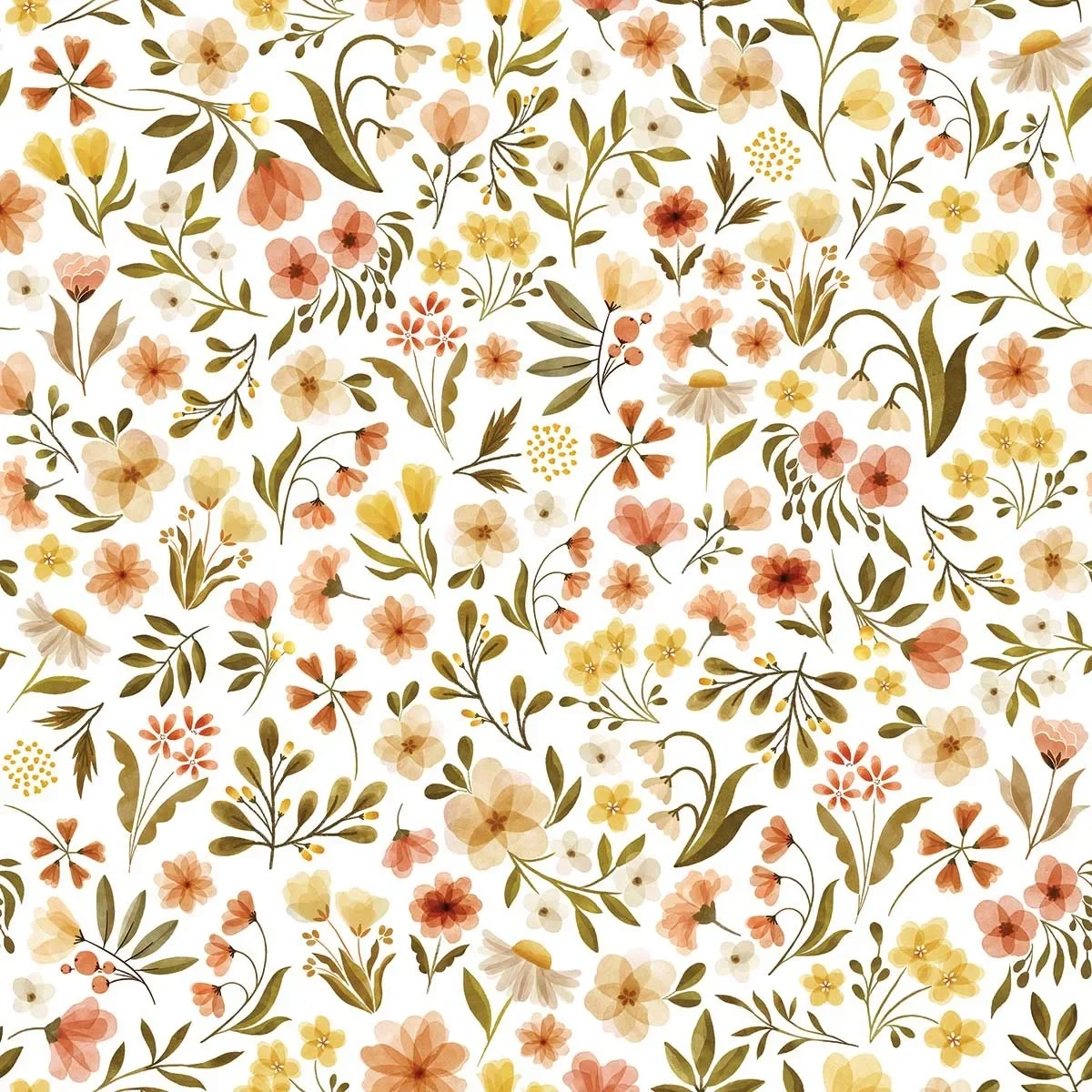 Lilipinso Tapete, Kinderzimmer Wandgestaltung, Panorama, Vintage Blumen 50 cm x 
