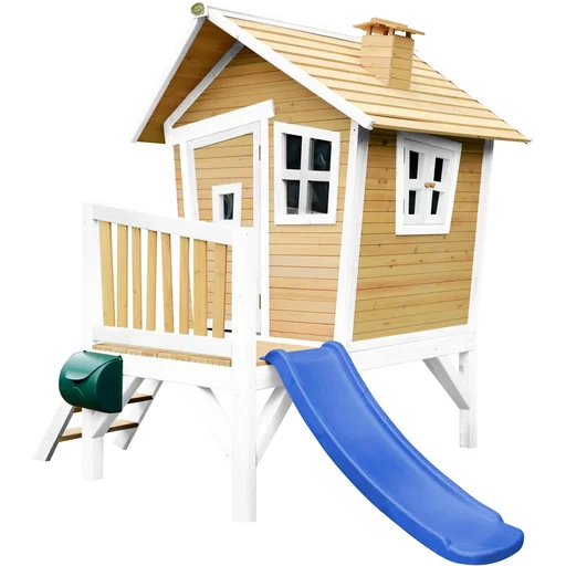 "Robin Spielhaus Braun/Weiß - Blaue Rutsche image"