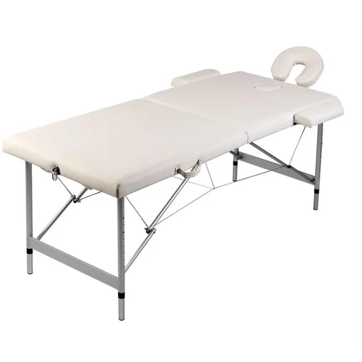 "Klappbarer Massagetisch mit 2 Zonen Aluminiumrahmen cremeweiß image"