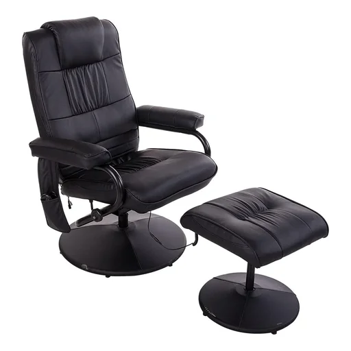 "Massagesessel Relaxsessel Fernsehsessel TV Sessel mit Massagefunktion inkl. Hocker Kunstleder Schwarz 77 x 84 x 95 cm image"