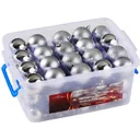 Weihnachtskugeln - 70 Kugeln - mit Aufbewahrungsbox - Kunststoff / Kunststoff - Silber