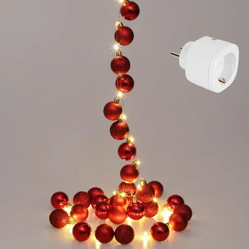 "Weihnachtsbeleuchtung Kugeln Weihnachtsdekoration 40-LED - Rot - 2m und Perel Smart home Wifi plug- Android & IOS image"