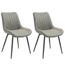 2-teiliges Set Esszimmerstuhl Küchenstuhl mit Rücklehne Metallbeine Retro-Stil Kunstleder Stahl Grau 53 x 62 x 88 cm 2 t