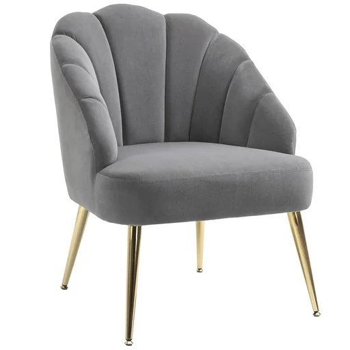 "Esszimmerstuhl Wohnzimmerstuhl Bürostuhl Polsterstuhl Retro Design Polyester Stahl Grau+Gold 70 x 63 x 82 cm image"