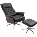 Chesterfield Sessel mit Hocker schwarz