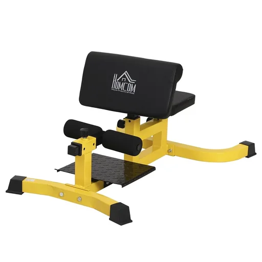"Kniebeugentrainer Beintrainer Bauchtrainer verstellbar rollbar bis 120 kg Stahl Gelb Schwarz 50 x 97 x 46-58 cm Heimtrai image"