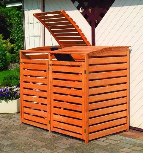 "Mülltonnenbox "Vario III" für 2 Tonnen, honigbraun image"