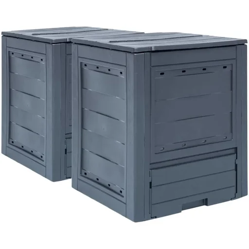 "Komposttonnen 2 Stück 520 L 60x60x73 cm grau image"