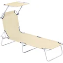 Gartenliege - klappbar - mit Sonnenschirm - Beige - 187 x 58 x 36 cm