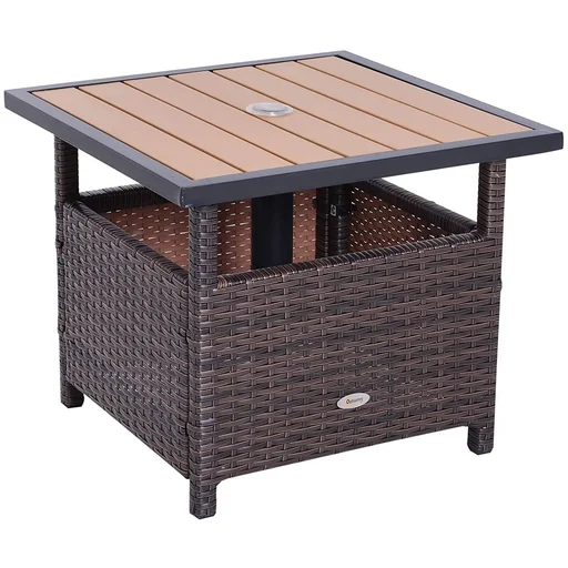 "Polyrattan Beistelltisch Gartentisch für Sonnenschirm image"