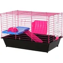 Kleintierkäfig mit Zubehör blau/pink