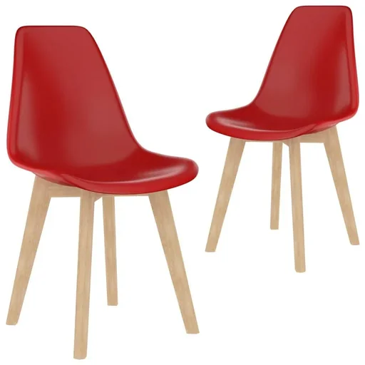 "Esszimmerstühle 2tlg. Kunststoff rot image"