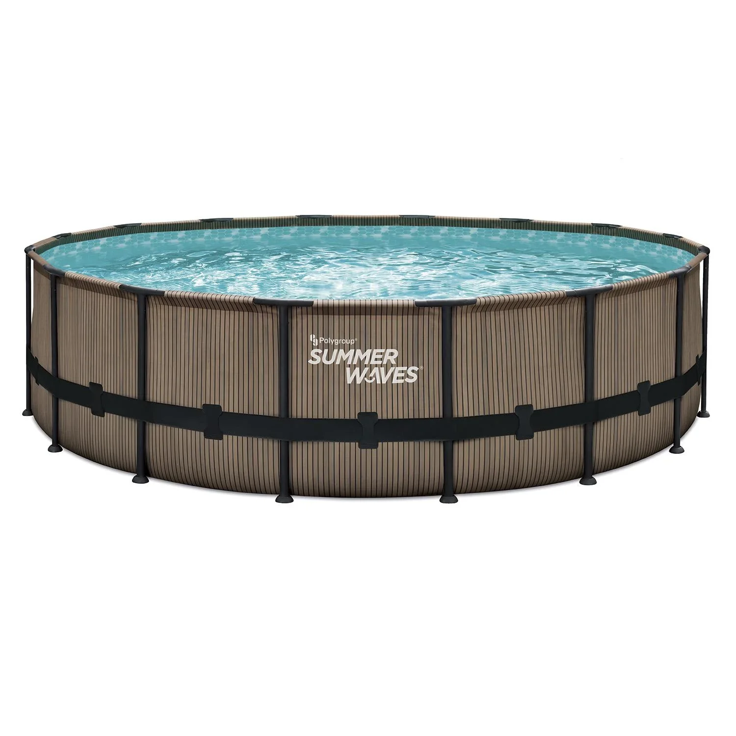 Summer Waves Elite Frame Pool Ø488 x 122 cm, Teak-Optik