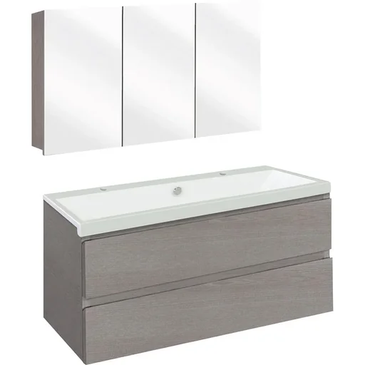 "Concept Badezimmermöbel met Spiegelschrank 100cm - gris/Weiss image"