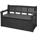 NL Pro Gartenbank mit Aufbewahrungsbox / Kissenaufbewahrungsbank -130x60x85cm -Schwarz