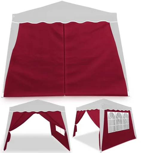 "2x Seitenwand-Faltpavillon Capri rot 3x3m image"