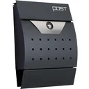 Briefkasten Postkasten mit Zeitungsfach abschließbar 2 Schlüssel Stahl Schwarz
