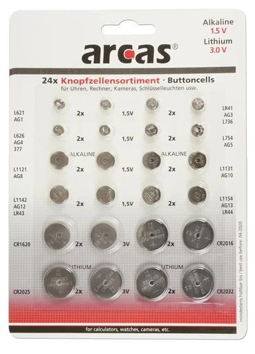Alkaline und Lithium Knopfzellen Set - 24-teilig