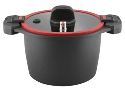 Energiespartopf 6 Liter - Aluguss Kochtopf mit Druckausgleich-Deckel zum Sofort-