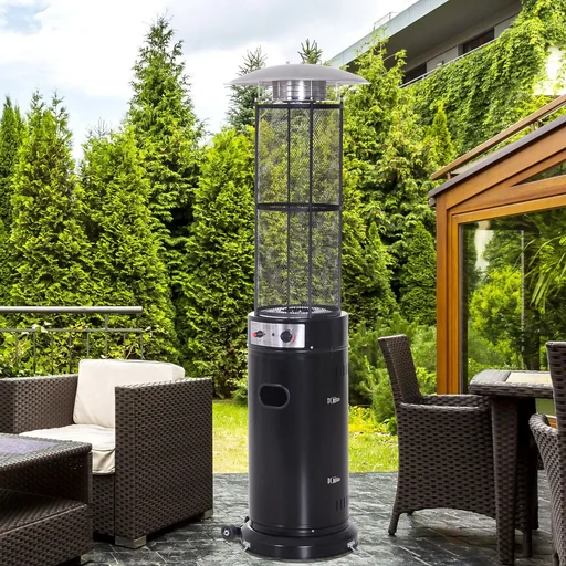 "Gasheizer Gasheizstrahler Terrassenheizer Heizstrahler Heizpilz mit Rollen Umkippschutz Edelstahl image"