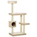 Katzenkratzbaum Katzenspielzeug Kletterbaum Sisal Polster Liegefläche Sisal samtartiges Polyester Beige+Kaffee