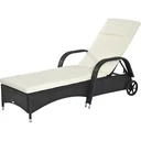 Mobile Gartenliege schwarz Rattanliege Polyrattan