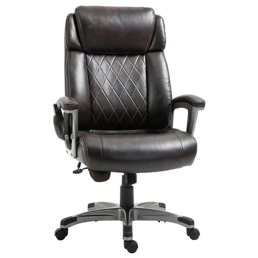 "Massage-Bürostuhl 6-Punkt-Massage-Drehstuhl aus Kunstleder mit gewölbter Kopfstütze und Armlehne Braun 70 x 76,5 x 114-1 image"