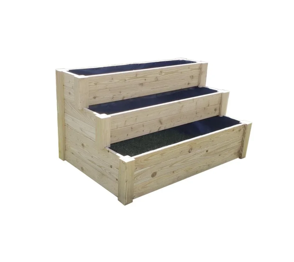 "Westmann Hochbeet Anna, 120×76×64 cm, Natur – 3-stufiges Treppen-Hochbeet aus Holz image"