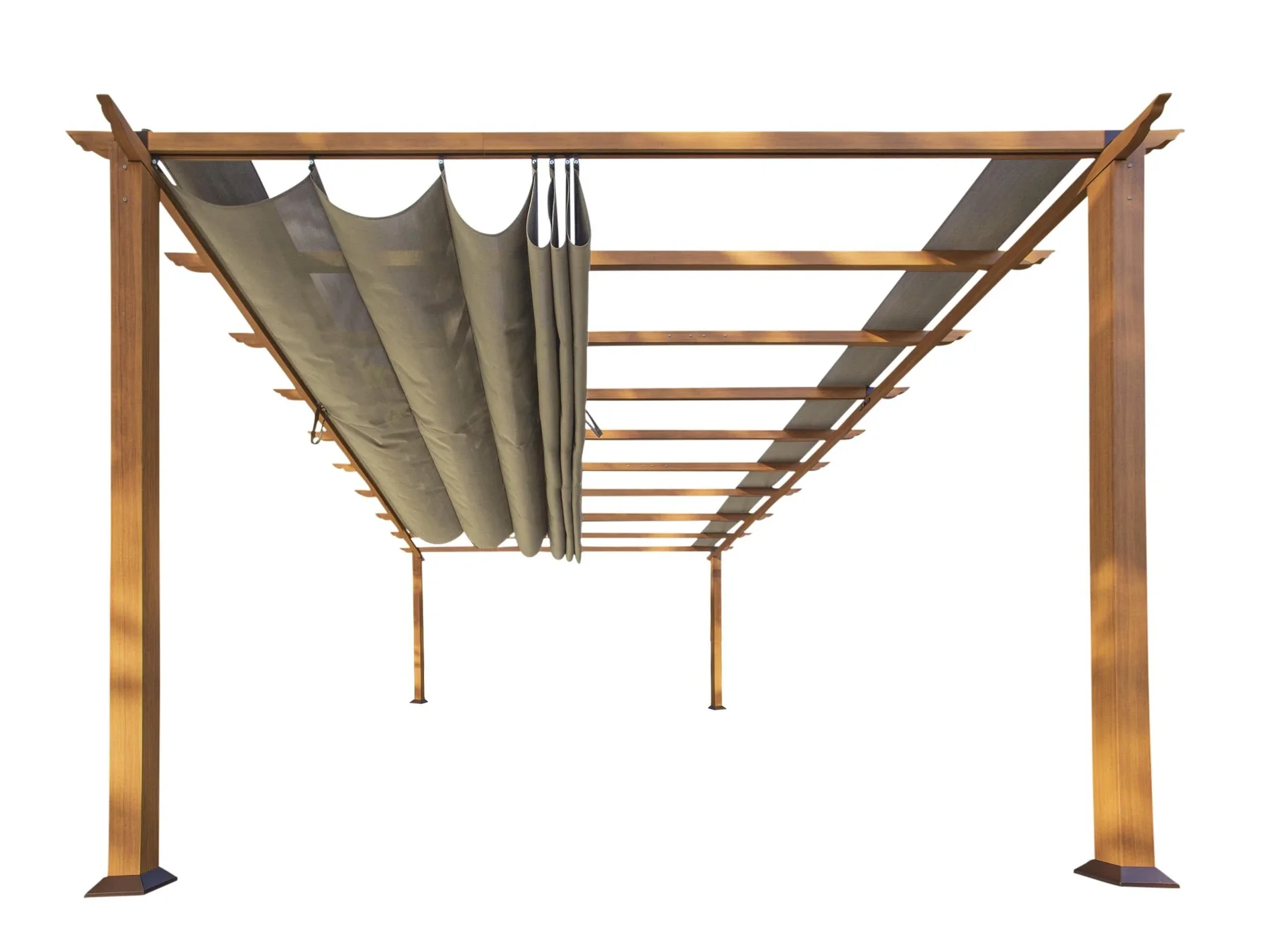 Paragon Outdoor Pergola Florenz 505×350×236 cm Aluminium Holzoptik – inkl. verstellbarem Sonnensegel