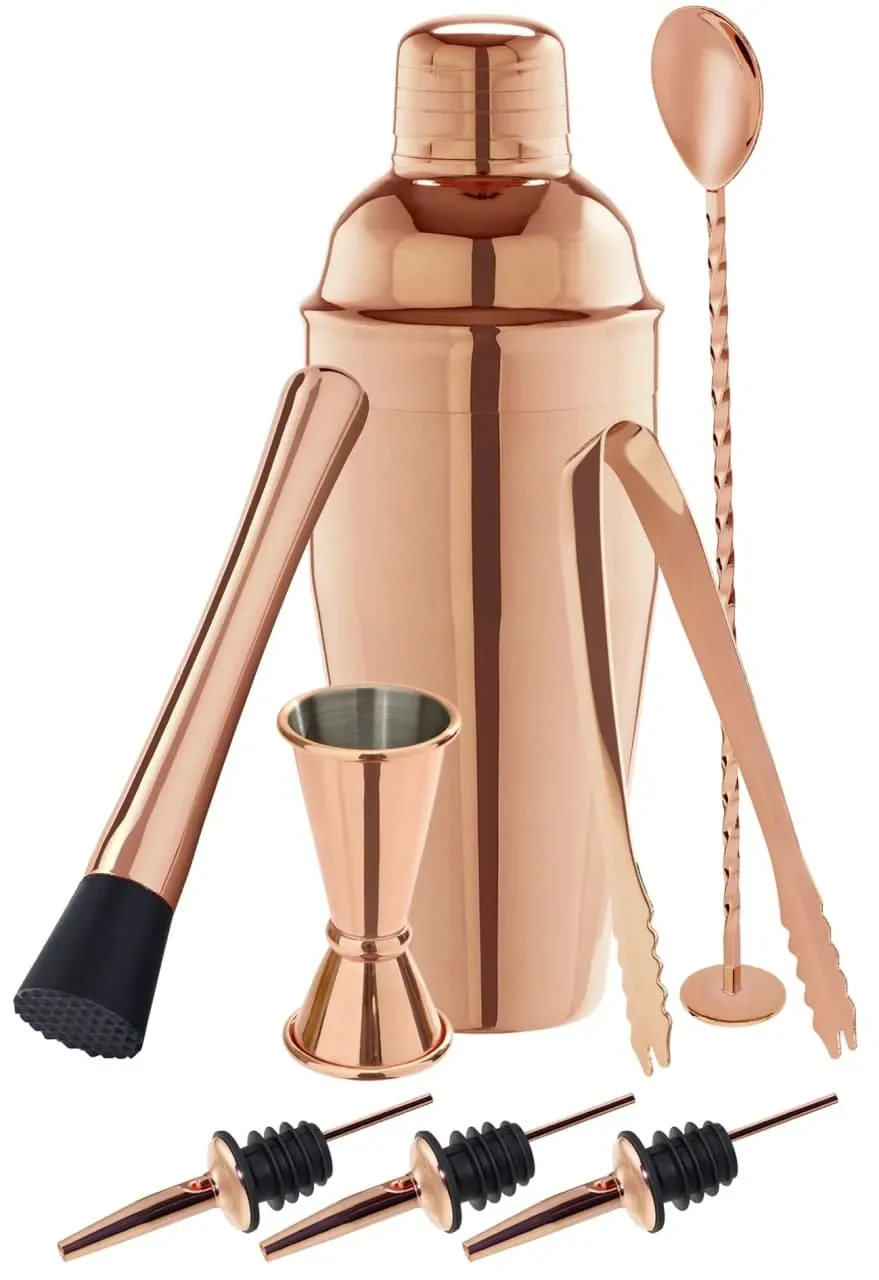 "Cocktails set - 8-teiliges in einer Geschenkbox, Barkeeper Set, Kupfer Optik für professionelle Cocktails image"