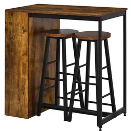 Bartisch-Set Stehtisch mit 2 Barhockern 3-teiliges Tischset Küchentresen mit 3-s