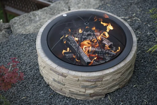"Feuerstelle Steinoptik mit Abfanggitter image"