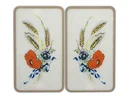 3 in 1 Herd-Abdeckplatten, Schneidbretter, Arbeitsplatten,Glas, Kornblumen-Design, je 52 x 30 cm, 2er-Set