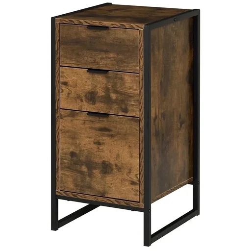 "Kommode mit 3 Schubladen, Schubladenschrank in Industrie Stil, Beistellschrank, Büroschrank, Metall, 39 x 40 x 76,5 cm image"