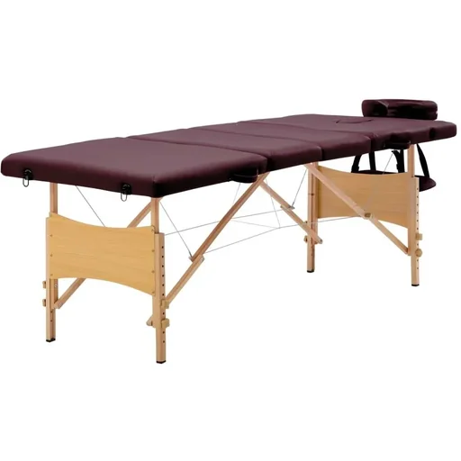 "Klappbarer Massagetisch 4 Zonen Holz lila image"