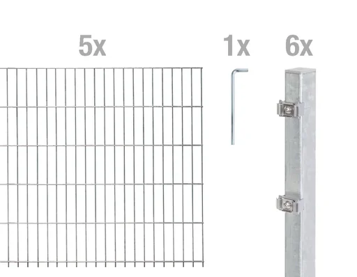 "Doppelstabmattenzaun Komplettset, feuerverzinkt, Höhe 80 cm, Länge 10 m image"