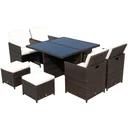 Polyrattan Sitzgruppe Essgruppe 21 tlg, mit Kissen Alu Braun