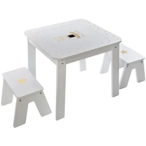 "NL Stehtisch mit 2 Hockern - Weiß - 57x57x51 cm image"