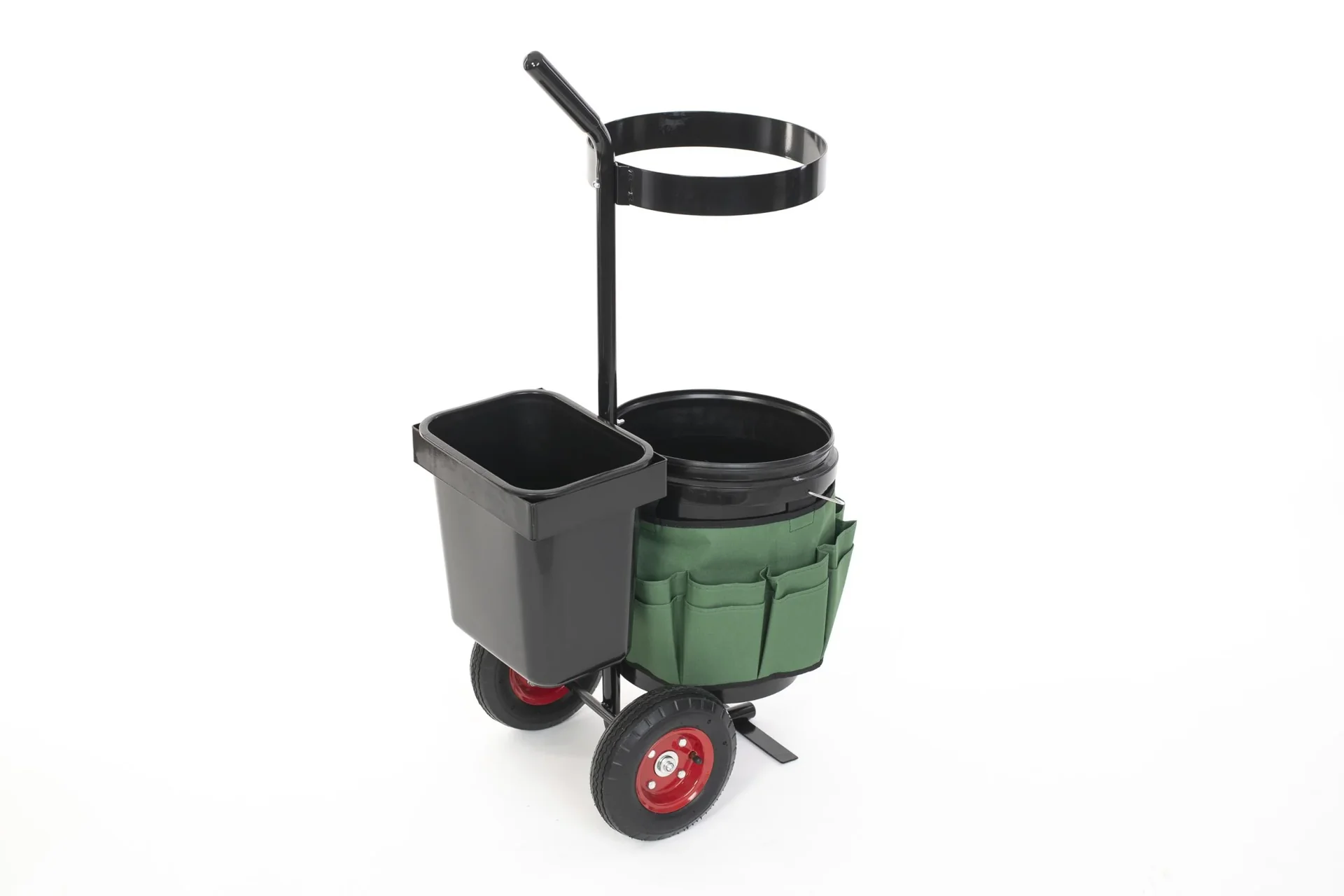 Westmann Gartenwagen Universal, 56×40×104 cm, Schwarz/Grün – mit zwei Behältern und Werkzeugtasche