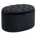 Sitzbank Polsterbank mit Stauraum Truhenbank Ovale Form Flur Schlafzimmer Wohnzimmer samtartiges Polyester Gummiholz Sch