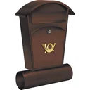 Briefkasten mit Zeitungshalter und 2 Schlüsseln - braun - 480x280x80 mm